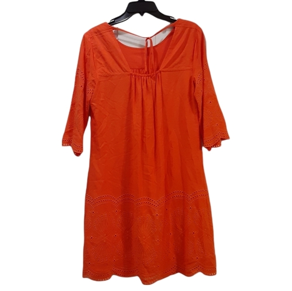 Crown and Ivy Orange Boho Eyelet Interesting Detail Dress Size 4 - Picture 1 of 8